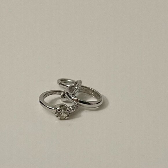 Vintage Sterling Wedding Ring and Band Mini Charm - Picture 3 of 15